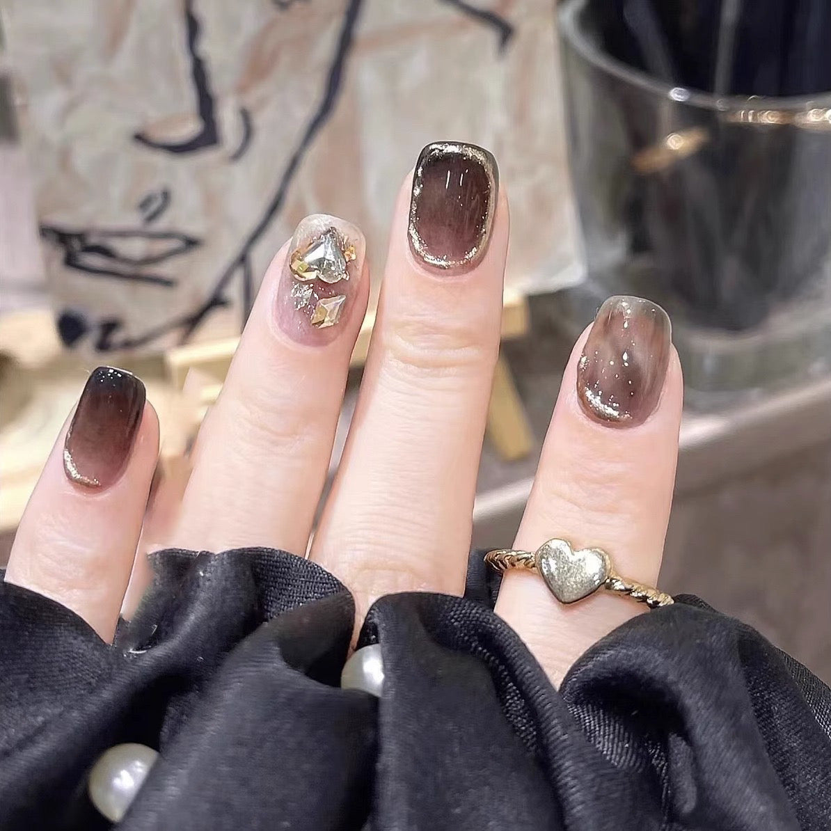Mocha coffee gradient False Nails from SHOPQAQ