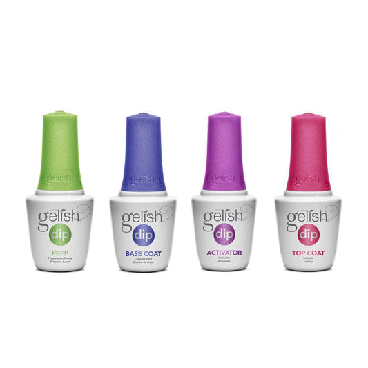 Gelish Dip Solutions System Bundle Prep, Base coat, Activator, Top coat 0.5oz
