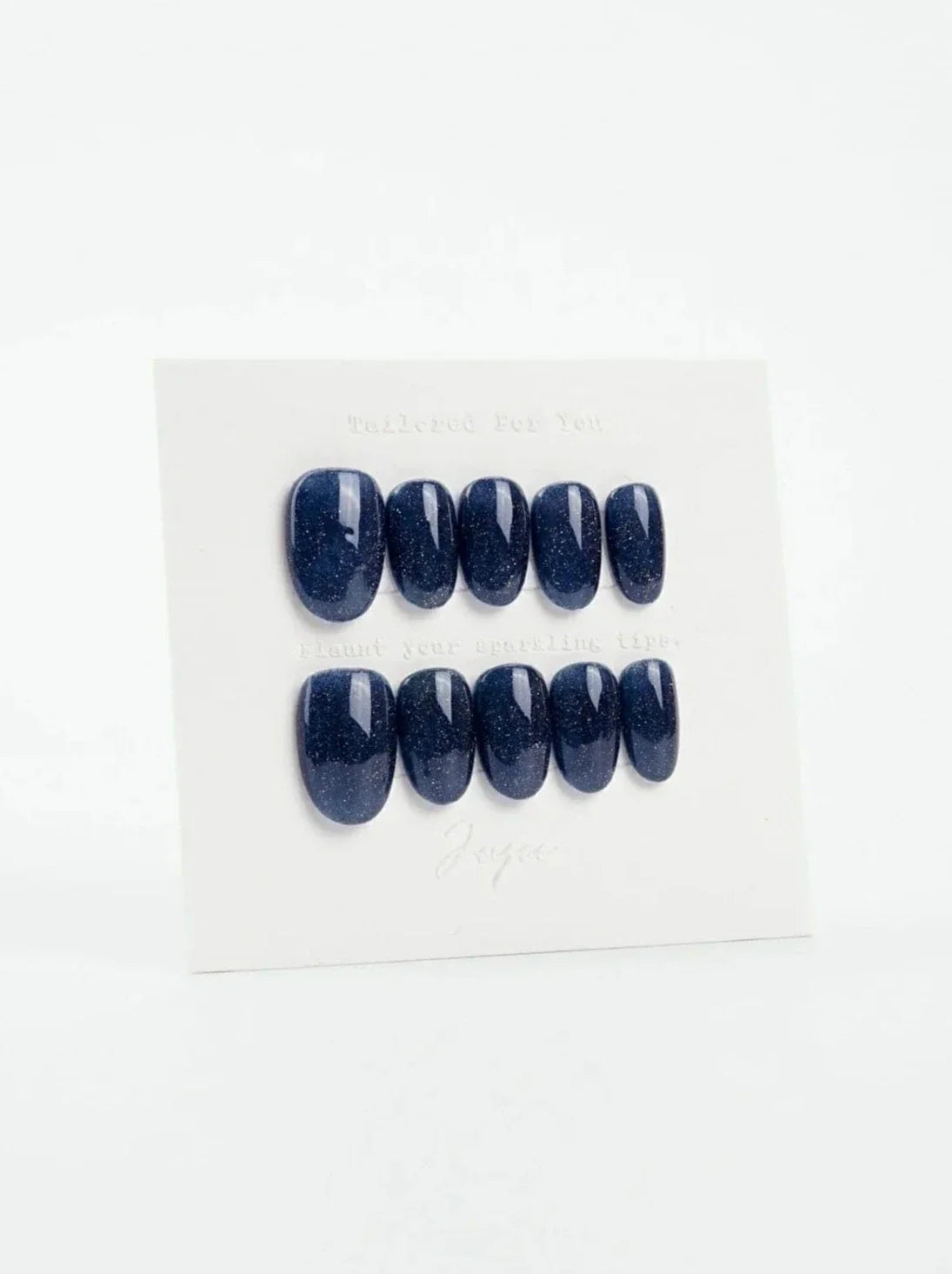 Handmade- Soild Glitz Navy Press On Nail Set