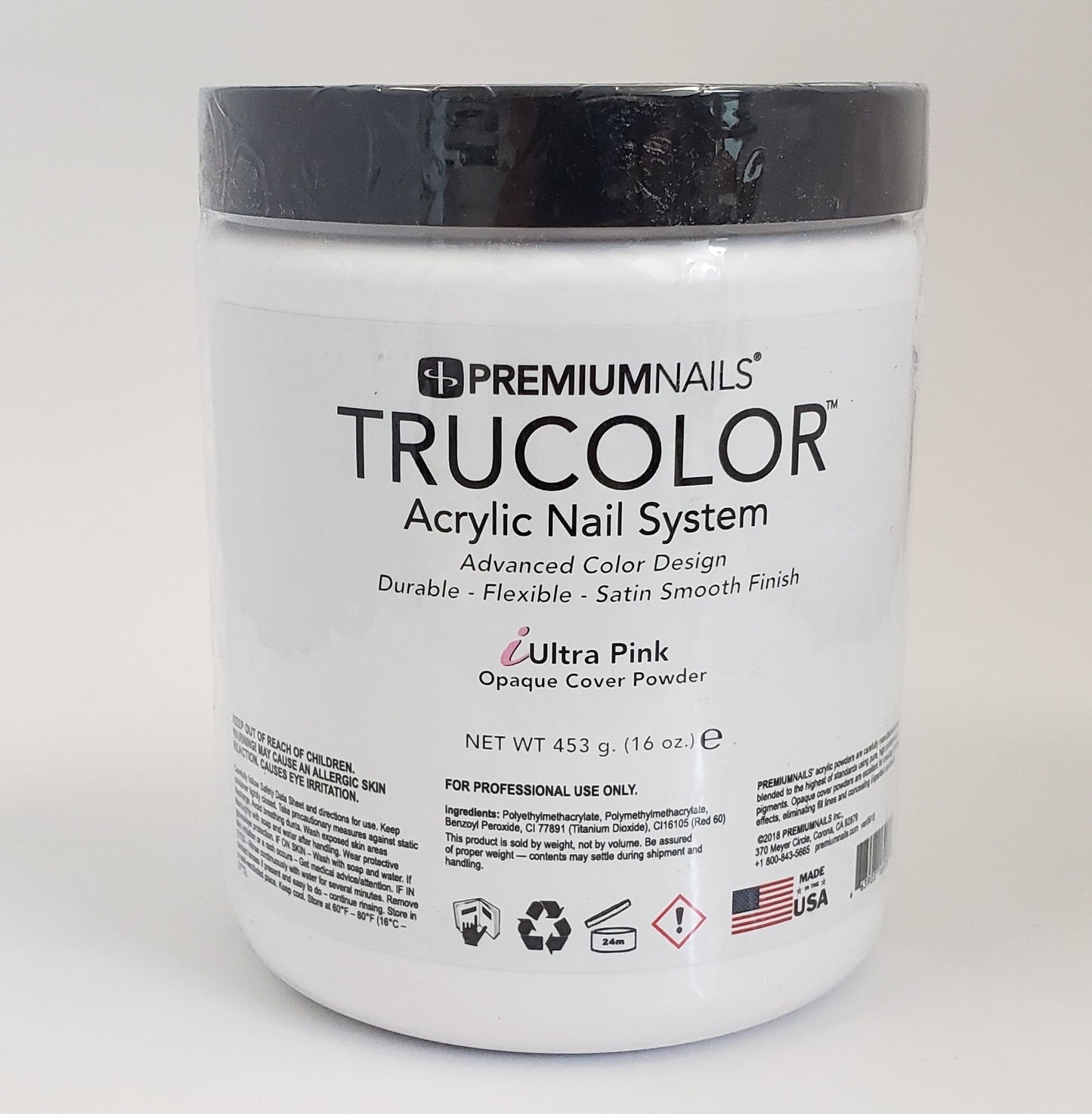 Premiumnails Trucolor Manicure Nail Acrylic Opaque Cover Powder iULTRA PINK - Choose Your Size