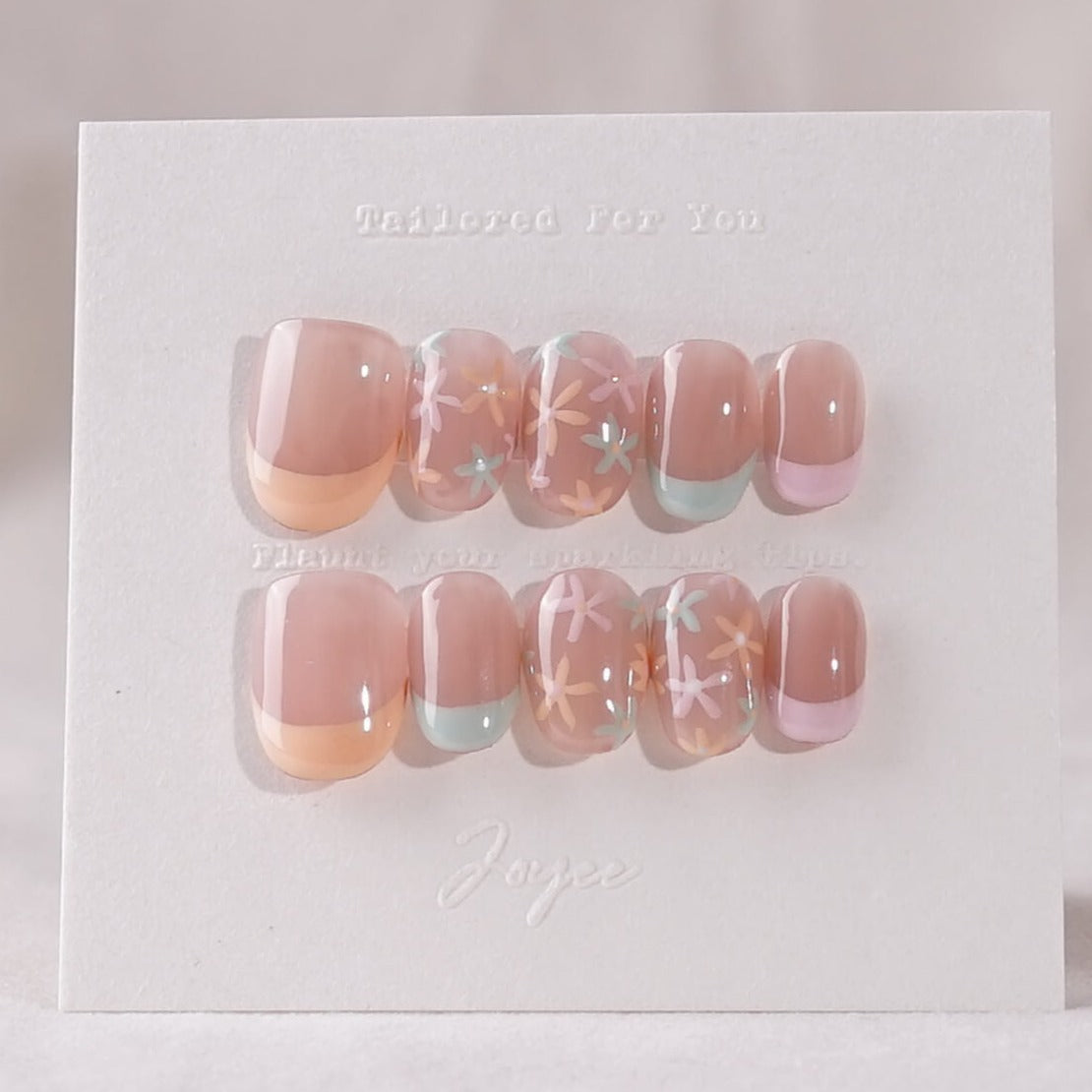 Handmade- Ranbow French tips Press On Nail Set