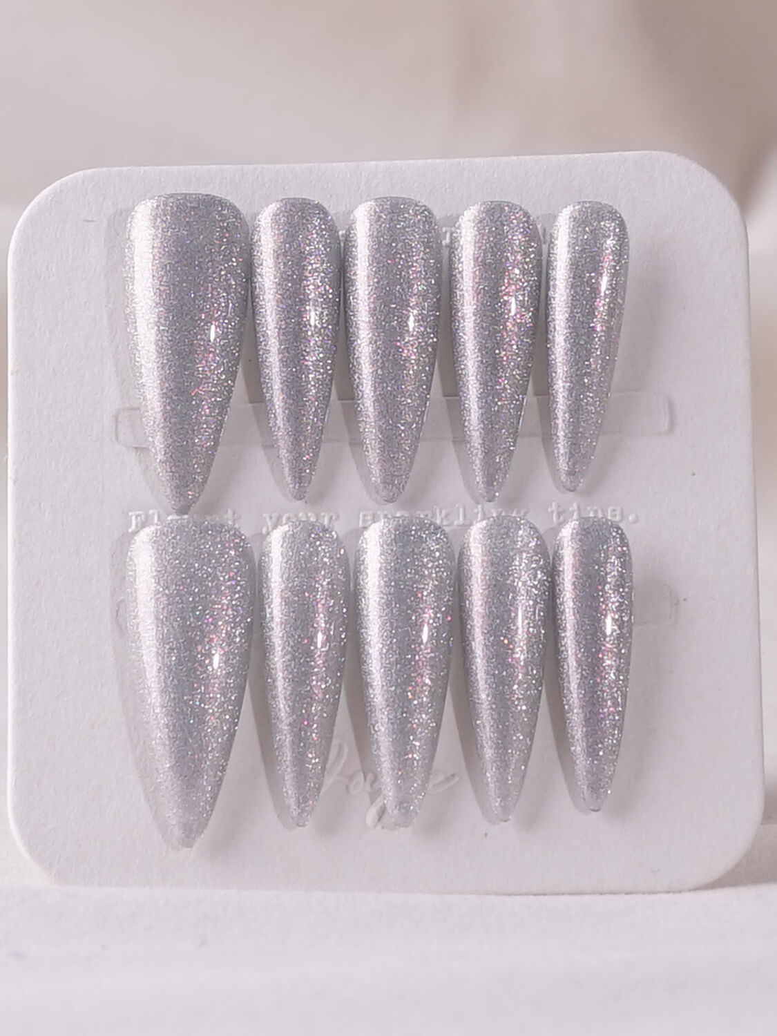 Handmade- Laser Silver Press On Nail Set