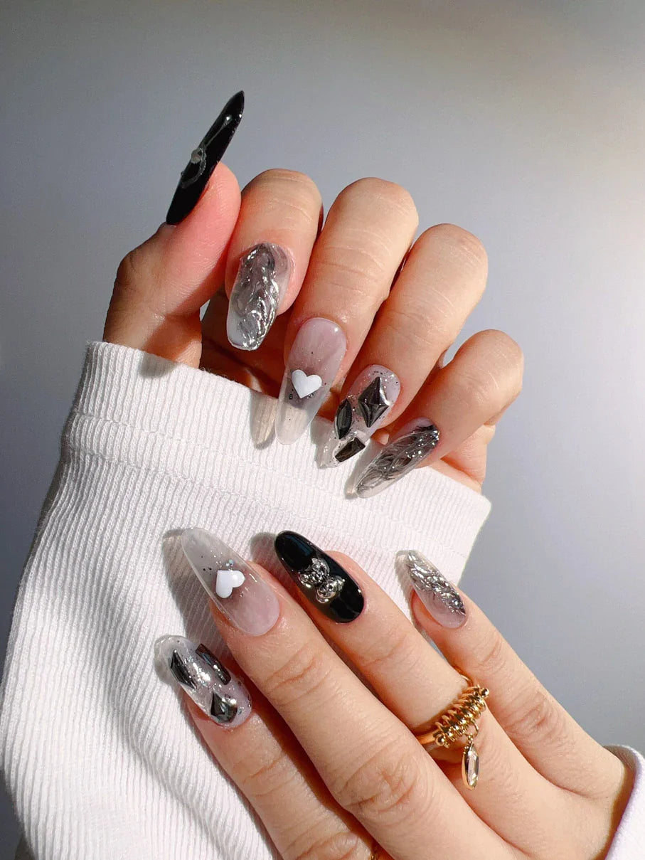 Handmade- Dark Ice Press On Nail Set