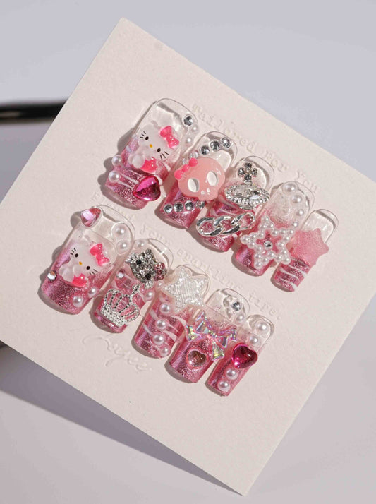 Handmade- Kitty YOLO Press On Nail Set