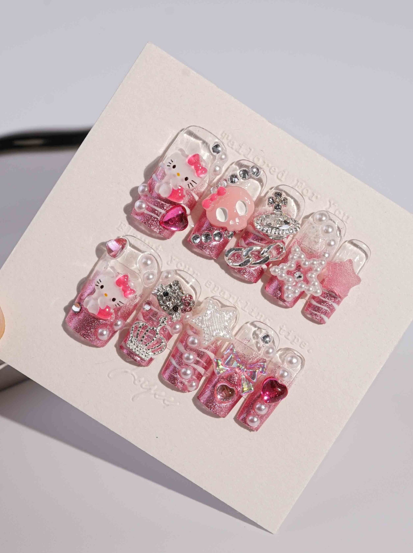 Joyee Kitty YOLO Med Square Press-on nails | Ready to ship