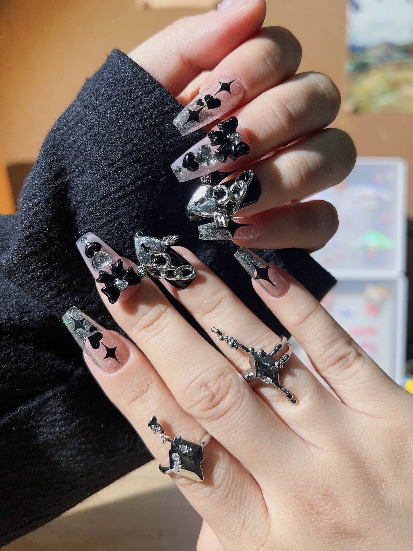 Joyee Kuromi YOLO Med Coffin Press-on nails | Ready to ship
