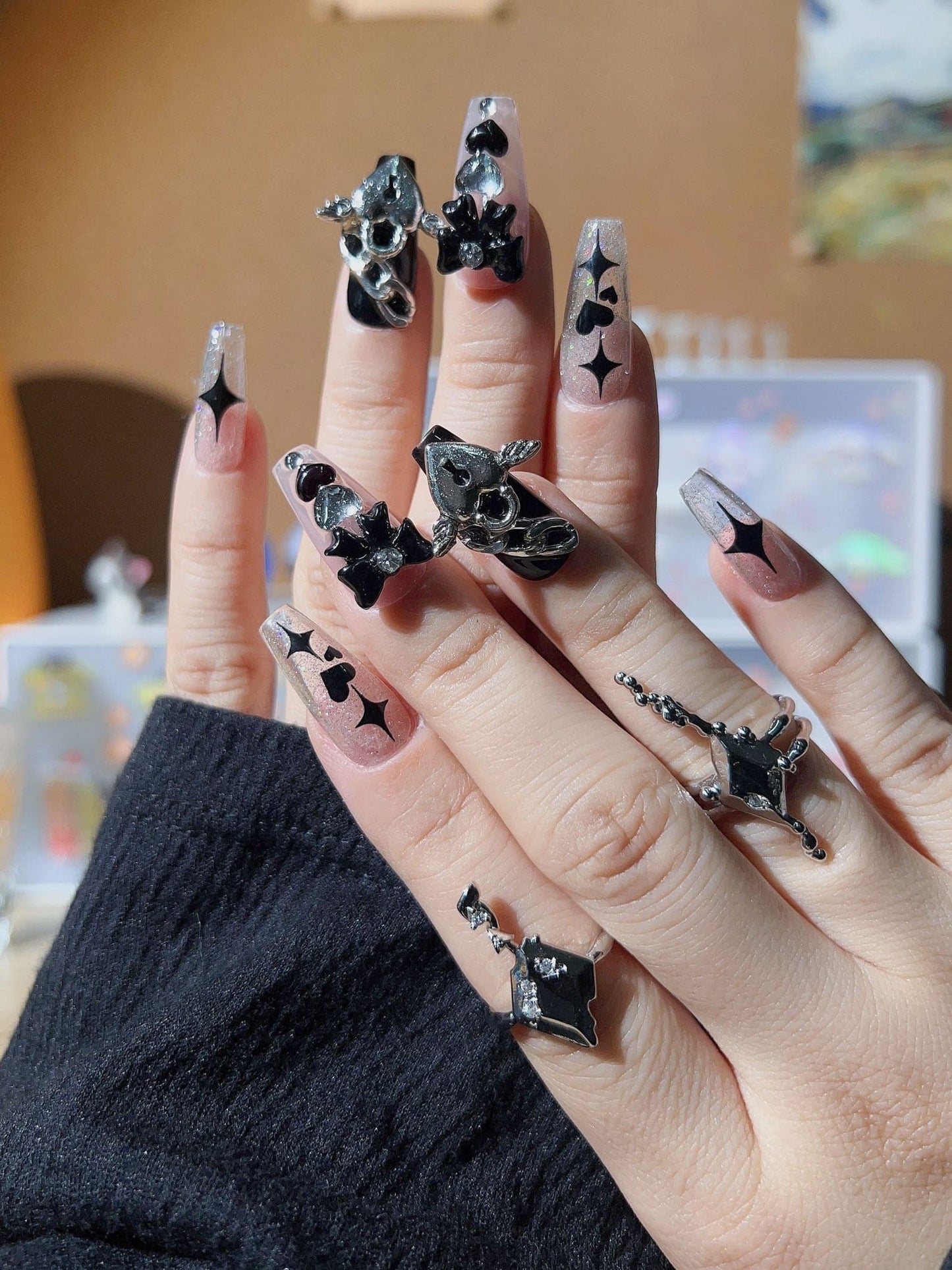 Joyee Kuromi YOLO Med Coffin Press-on nails | Ready to ship