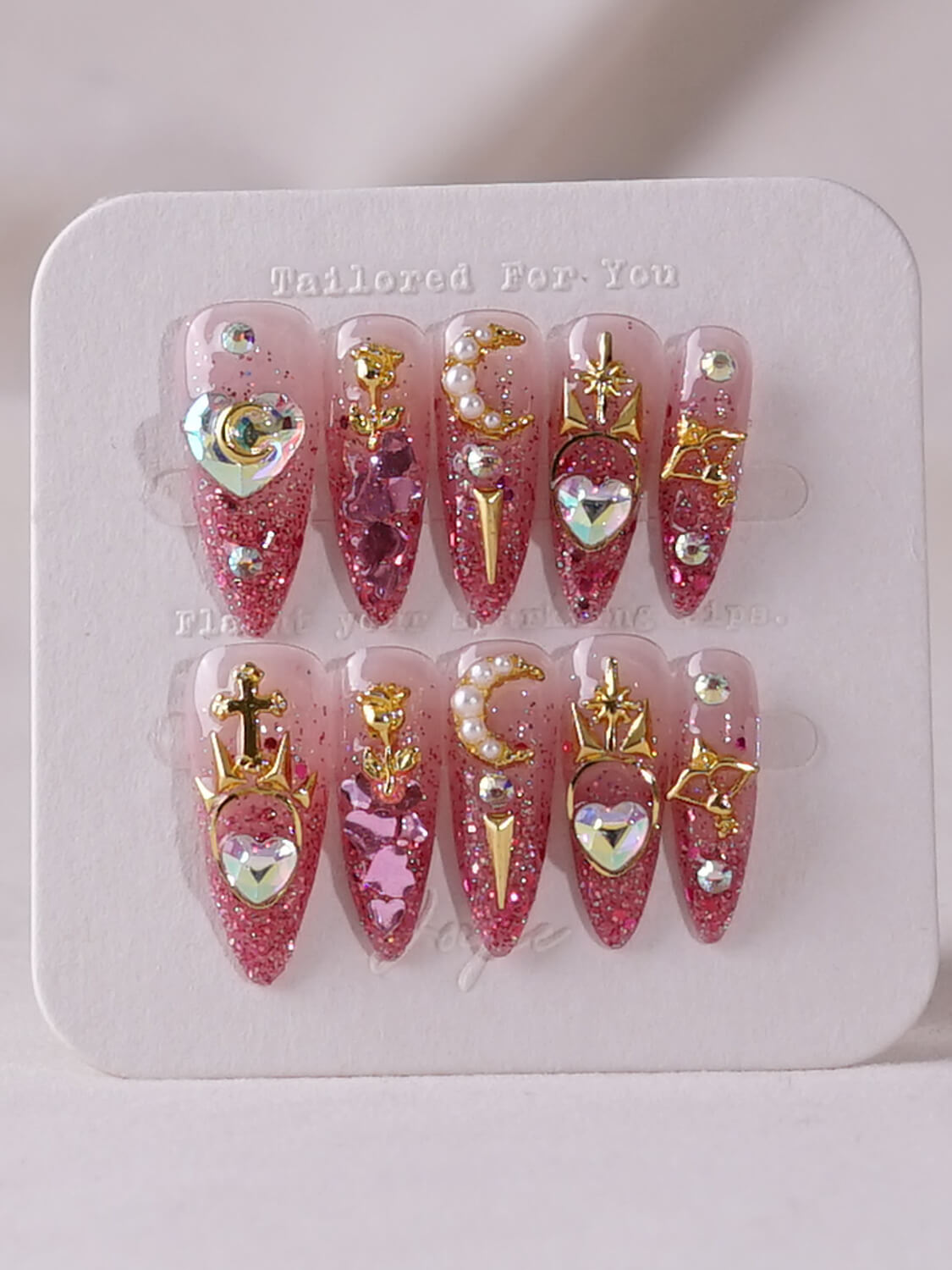 Handmade- X-Senshi Spark Red Press On Nail Set