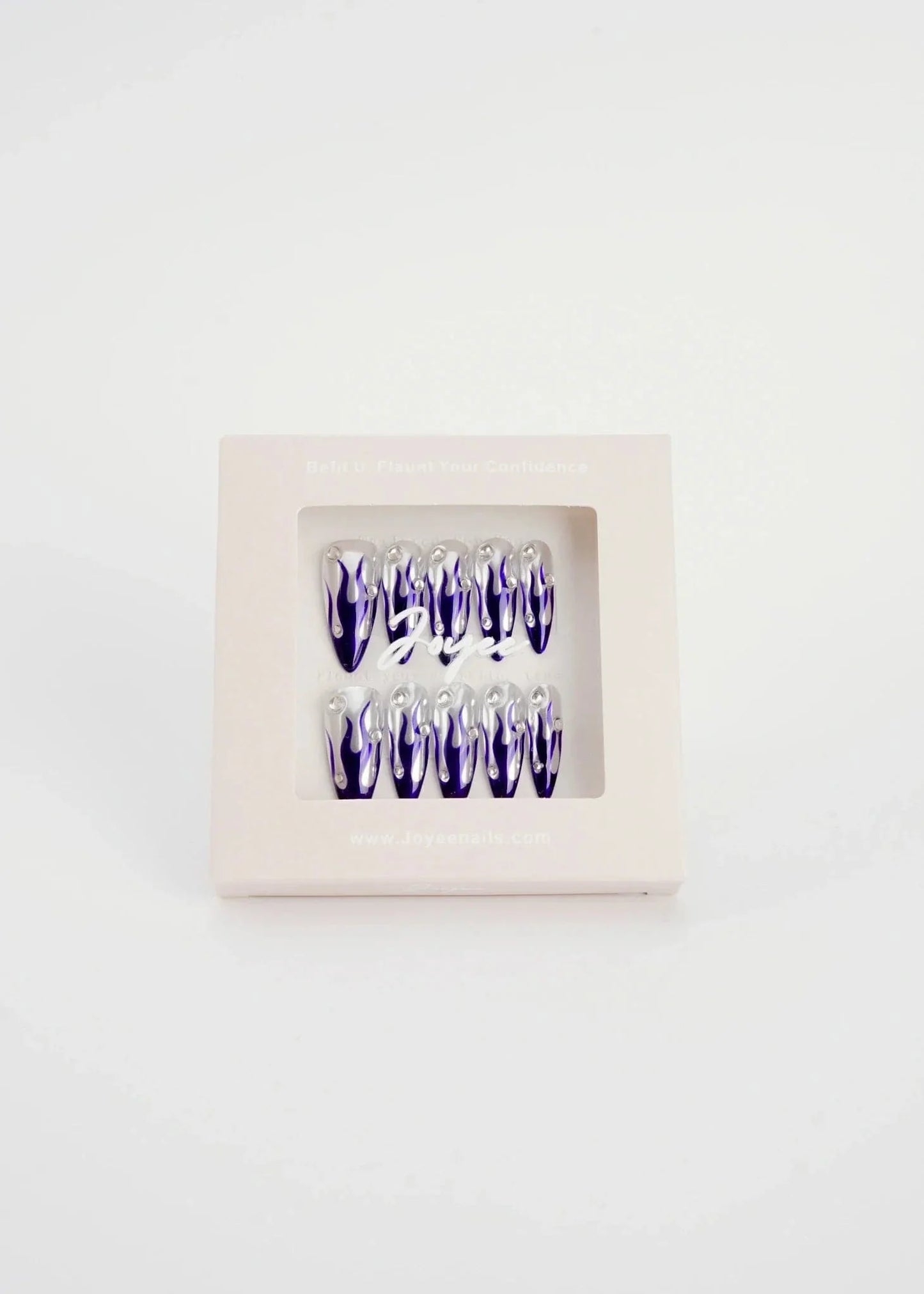 Handmade- Purple flame Med Stiletto Press On Nail Set