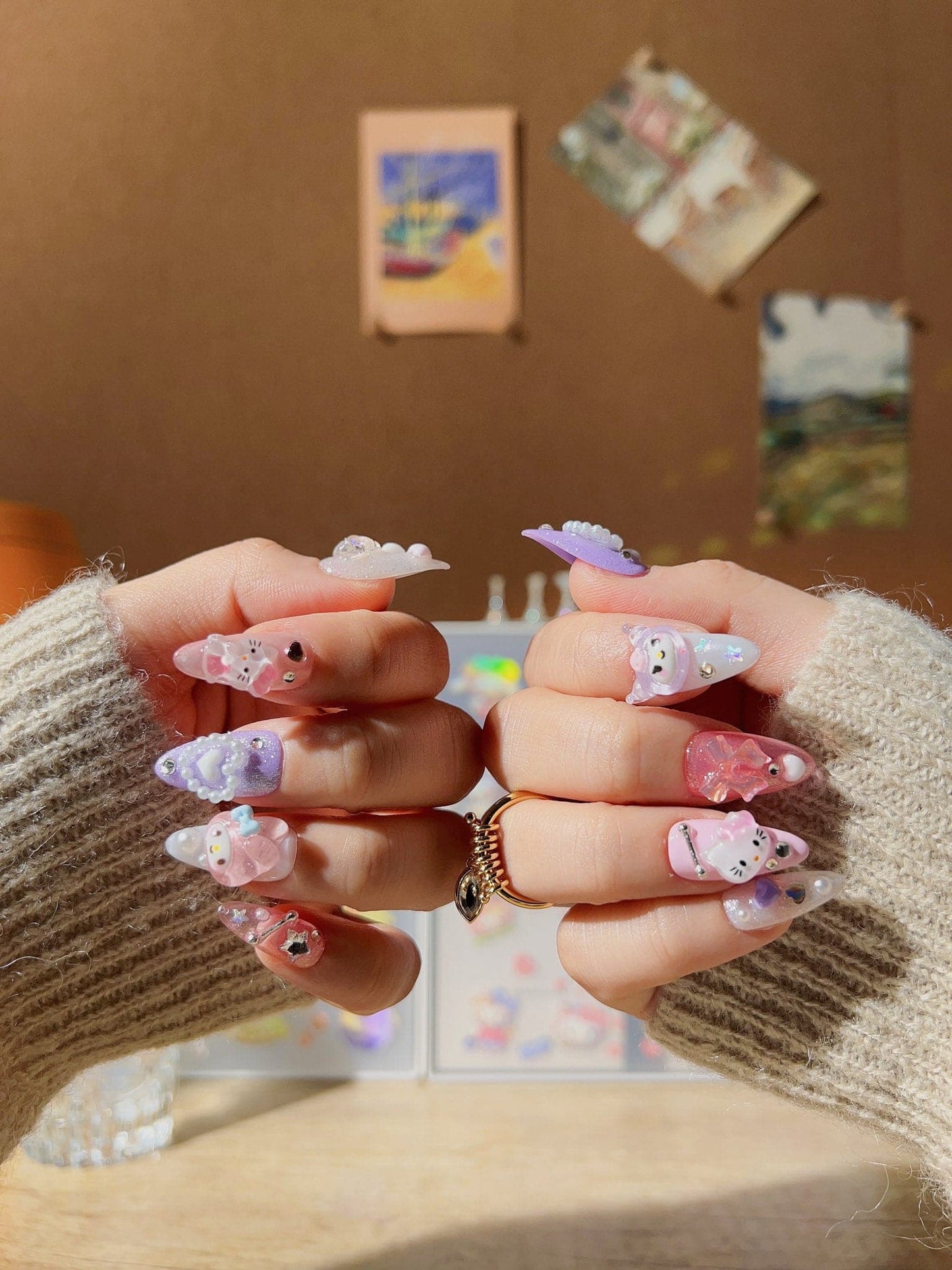 Joyee Sugar KK Short Almond Press-on nails | Ready to ship