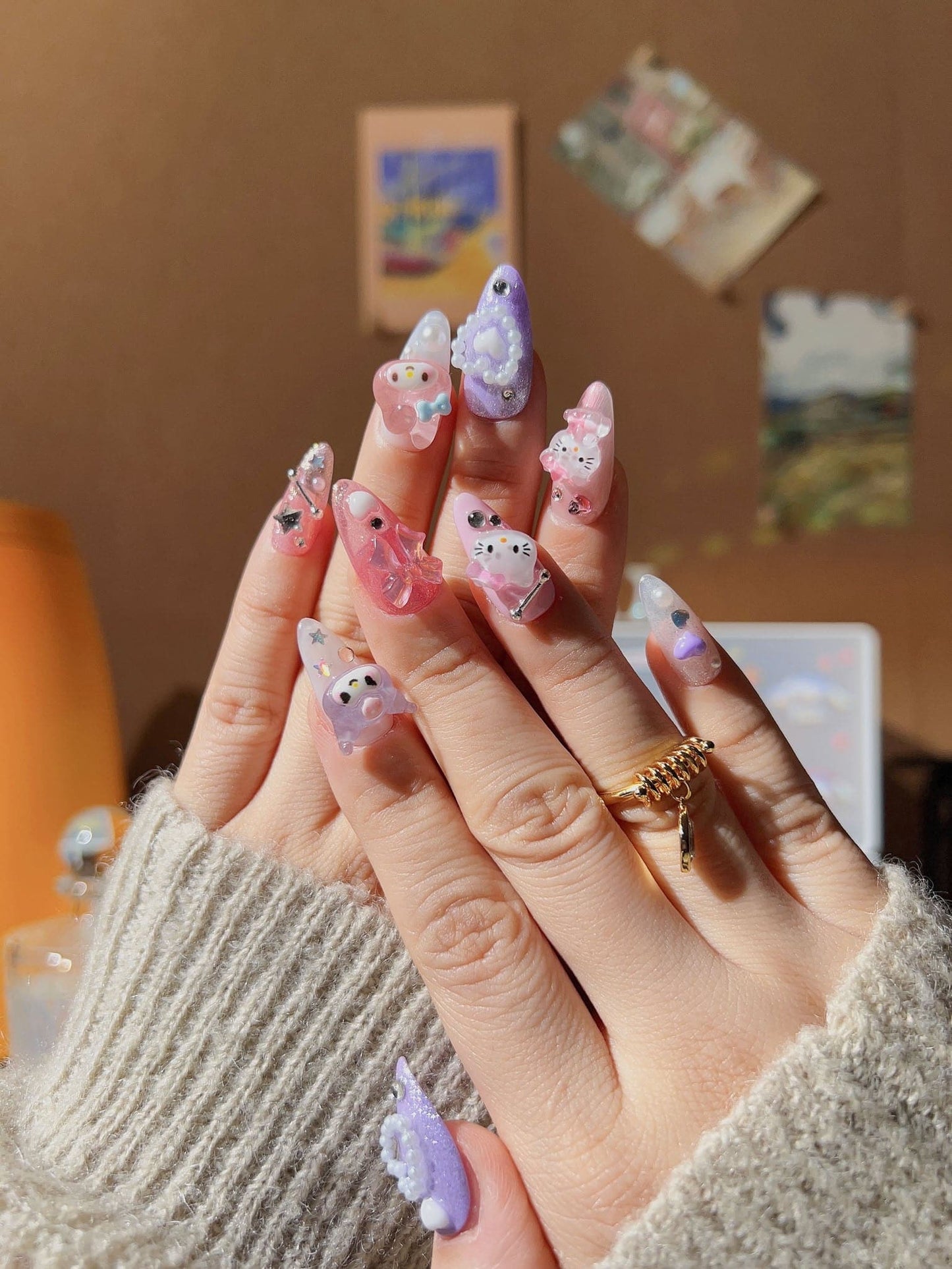 Joyee Sugar KK Short Almond Press-on nails | Ready to ship